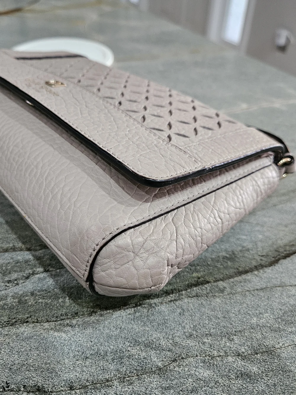 NWOT Kate Spade Gray Laser Cut Leather Crossbody Shoulder Bag